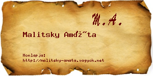 Malitsky Amáta névjegykártya